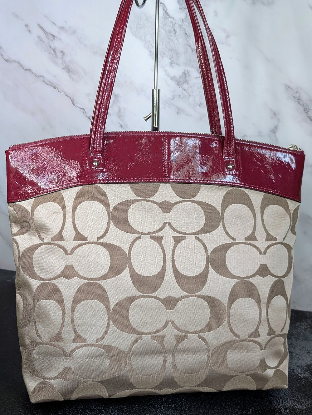 Coach Laura Signature Tote F18335 -Berry - Picture 4 of 14